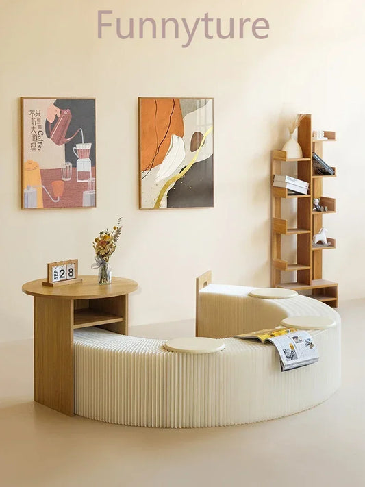 Foldable Screen partition apartment coffee table bench lazy sofa hair stool corrugated low stool organ paper bench furniture