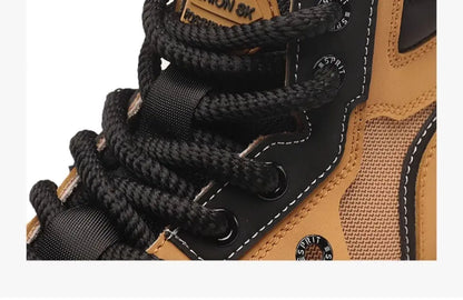 Mens Boots Leather Shoes Platform Boots for Men Outdoor Sneakers Motorcycle Ankle Boots Male Work Boot Casual Hiking Shoes