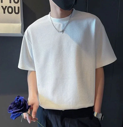 Top T Shirt for Men Orange O Neck Man Tee Shirts Plain Clothing Streetwear No Logo Cool Hot Loose Basic High Quality Aesthetic S