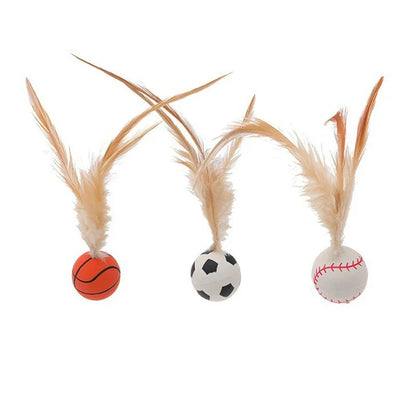 Cat Interactive Ball Toys Interactive Bouncy Ball with Feathers Cat Toys  for Indoor Cats and Kittens