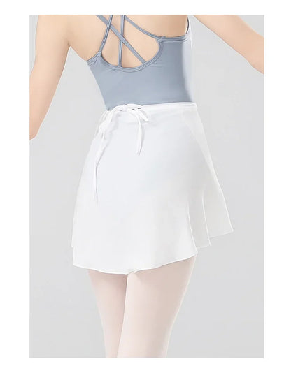 Girls Ballet Skirts Women Dance Short Skirts High Elastic Skirt Ballerina Adult Skate Dancing Yoga Lace Up Chiffon Skirt