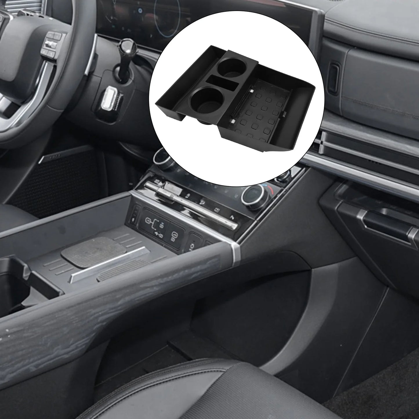 Car Storage Box Accessories Armrest Lower Center Console Cup Holder Lower Tray For Hyundai Santa Fe 2024 + Car Accessories