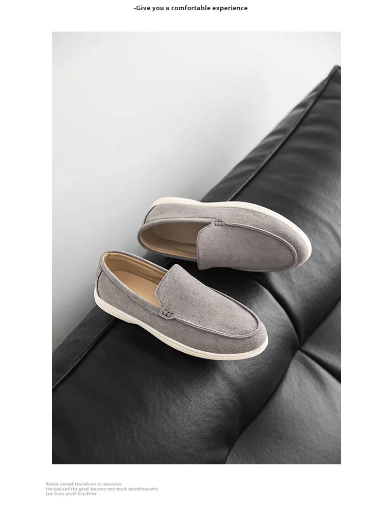 2025 Men's Classic Loafers | Fashionable Suede Flats with Round Toe Design | Comfortable Lazy Slip-on Shoes