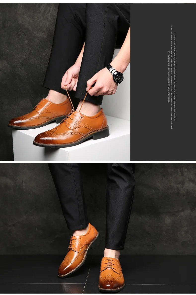 2023 Men Dress Shoes Comfortable Wear-resistant Formal Shoes Leather Luxury Fashion Groom Wedding Shoes Men Oxford Shoes Dress