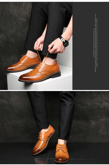 2023 Men Dress Shoes Comfortable Wear-resistant Formal Shoes Leather Luxury Fashion Groom Wedding Shoes Men Oxford Shoes Dress