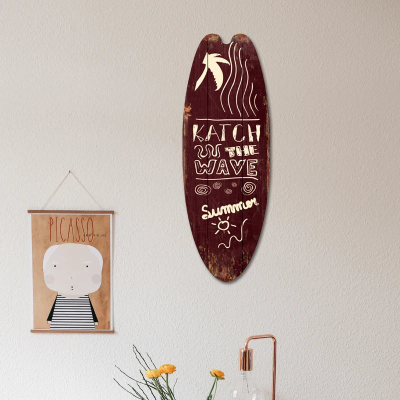 Retro Surfboard Wall Sign
