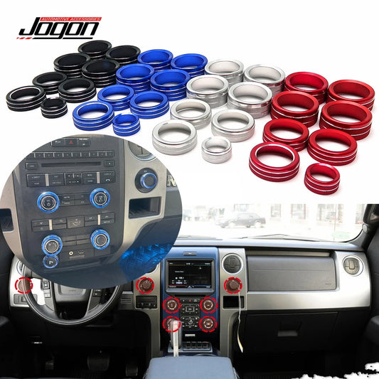 For Ford F150 2009-2014 Accessories Car Interior Air AC Conditioner Audio Headlight Switch Knob Ring Adjust Buttons Decoration