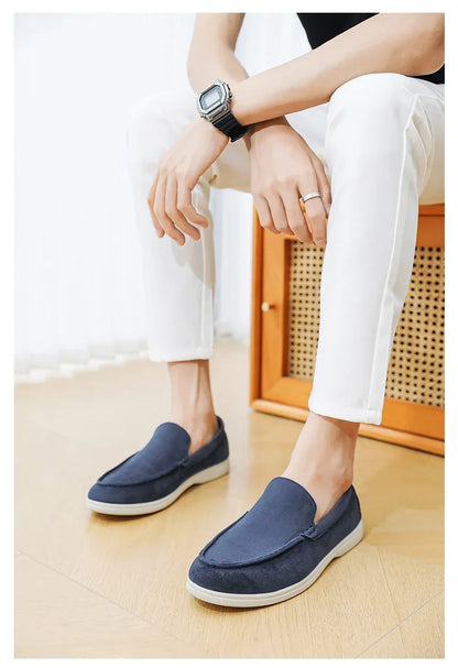 2025 Men's Classic Loafers | Fashionable Suede Flats with Round Toe Design | Comfortable Lazy Slip-on Shoes