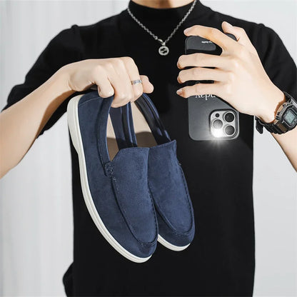 2025 Men's Classic Loafers | Fashionable Suede Flats with Round Toe Design | Comfortable Lazy Slip-on Shoes