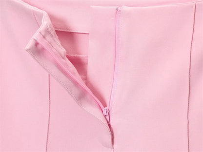 Chic Pink 2-Piece Casual Set - Flared Hem Vest & Wide Leg Pants