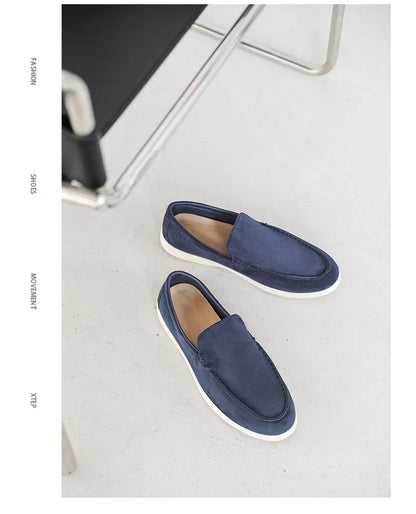 2025 Men's Classic Loafers | Fashionable Suede Flats with Round Toe Design | Comfortable Lazy Slip-on Shoes