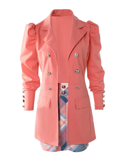 Fashion Versatile Matching Suit and Skirt Women's Casual Floral Print Puff Sleeve Blazer Coat & Skirt Set Ladies Two Piece Suit
