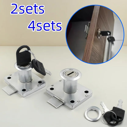 2/4 sets of furniture lock anti-theft locks suitable for bedside tables, wardrobes, drawers,  furniture hardware accessory locks