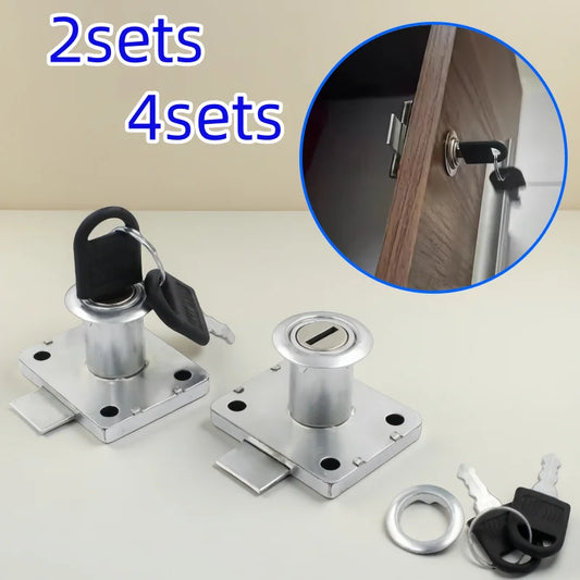 2/4 sets of furniture lock anti-theft locks suitable for bedside tables, wardrobes, drawers,  furniture hardware accessory locks