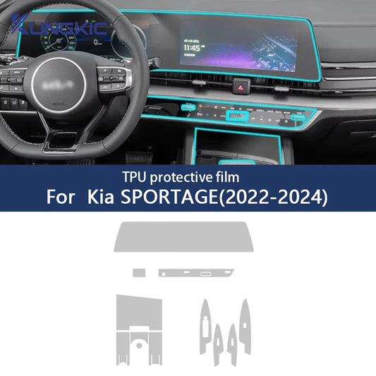 For Kia SPORTAGE 2024 2023 2022 Accessories Car interior film transparent TPU Gear Panel Center Console Anti-scratch Sticker