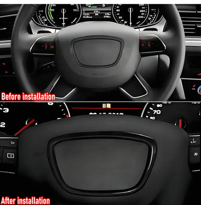 Car Accessories For Audi A3 A4L A7 A6L A8 Q3 Q5 Q7 ABS Auto Steering Wheel Center Panel Logo Frame Circle Sticker Cover Trim