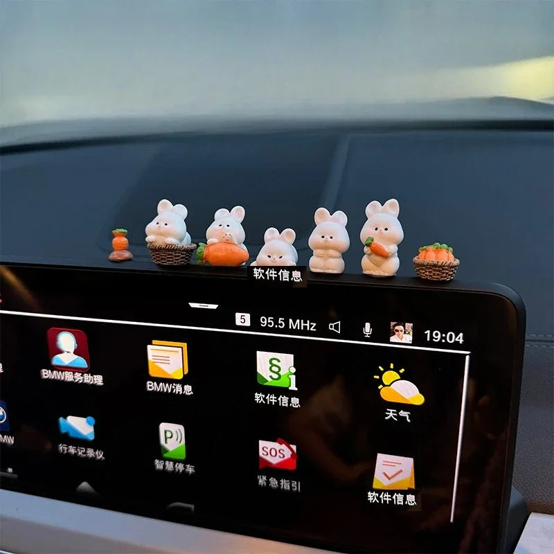 Car interior accessories, car center console decorations, cute bunny car accessories, electric vehicle accessories
