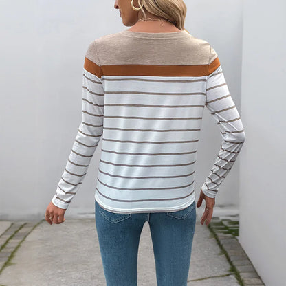 Sweatshirts Women Tops Striped Round Neck Full Sleeve Top Sweatshirt Work Casual Regular Y2k Streetwear Elegant Hoodies Autumn