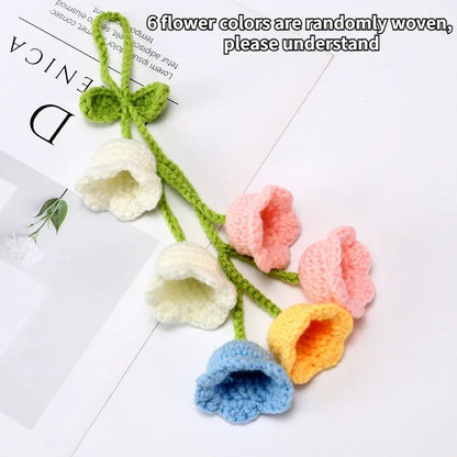 Car Interior Hanging Accessories Cute Car Accessories Bellflower Hand Knitted Car Pendant Rear View Mirror Accessories Hanging