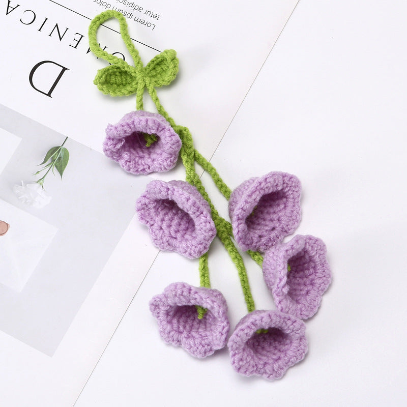 Car Interior Hanging Accessories Cute Car Accessories Bellflower Hand Knitted Car Pendant Rear View Mirror Accessories Hanging