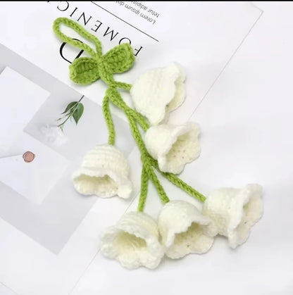 Car Interior Hanging Accessories Cute Car Accessories Bellflower Hand Knitted Car Pendant Rear View Mirror Accessories Hanging