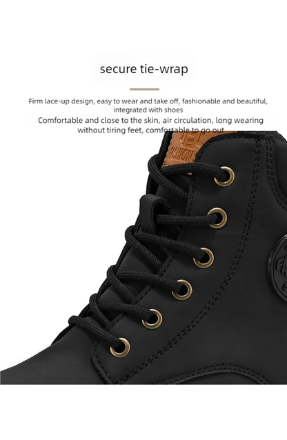 Men's high top boots four season outdoor work shoes anti slip and comfortable yellow boots fashion British casual leather boots