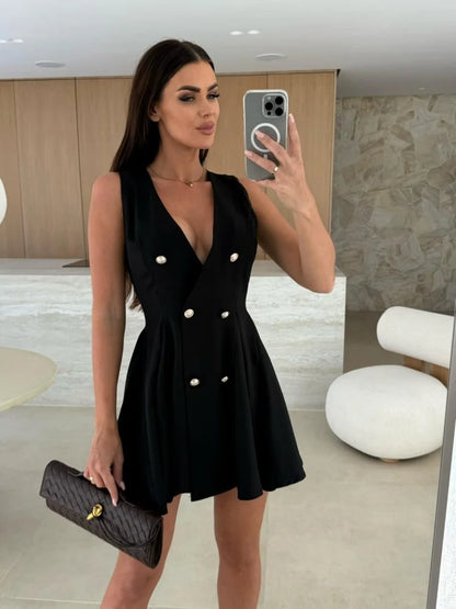 Summer elegant double breasted women's suit autumn fashionable commuting women's vest suit dress8029