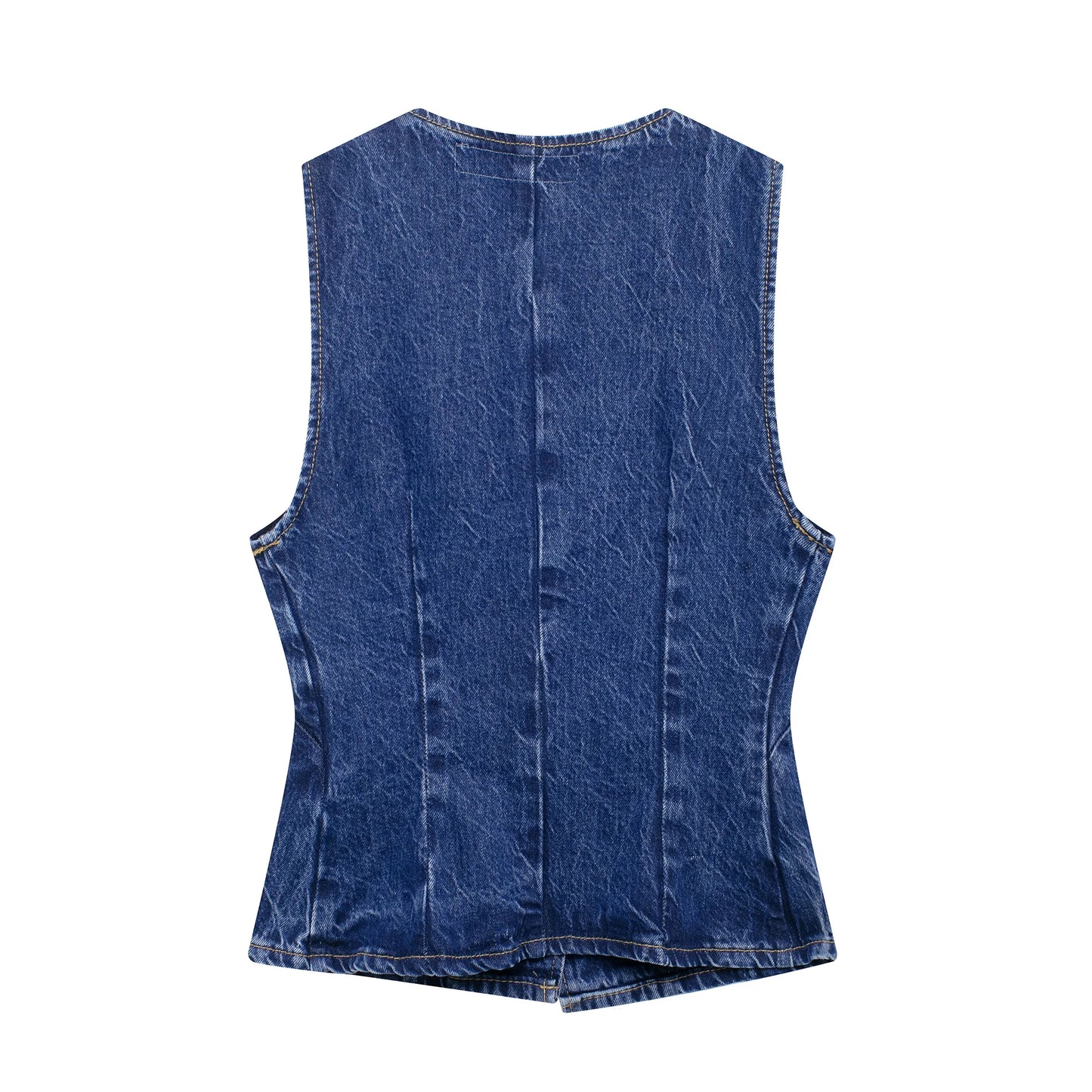 DUOPERI Women 2 piece sets Denim Waistcoat V-Neck Sleevele and Wide Leg Denim Long Trousers Suits Female Chic Lady Casual Outfit