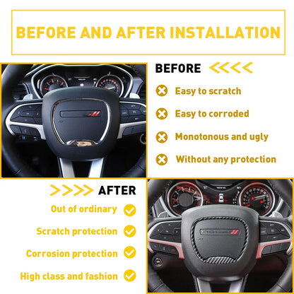 For Dodge Charger Challenger Durango 2015 2016 2017 2018 2019 2021 2022 Accessories Car Steering Wheel Frame Trim Cover