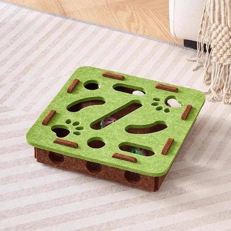 Cat Puzzle Toy Felt Puzzle Box Cat Exercise Toy with Ball Indoor Sports Entertainment Hunting Cat Toys for Indoor Cats
