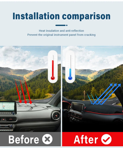 Car Accessories For Hyundai Kona N Line 2017 2018 2019 2020 2021 2022 Dashboard Cover Avoid Light Pad Sun Shade Anti-UV Carpets