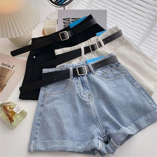 Women High Waist Denim Shorts Sexy Girl Spring Summer New In Short Jeans Wide Leg A Line Y2K Hot Pants Cowboy Casual Streetwear