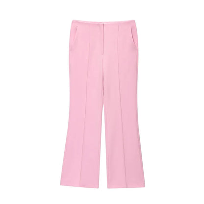 Chic Pink 2-Piece Casual Set - Flared Hem Vest & Wide Leg Pants