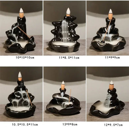 Free 20Pcs Incense cones Creative Home Decor Backflow Stick Incense Burner Ceramic Censer Home Decoration Use In Home Teahouse