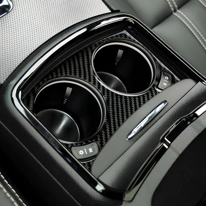 Car Front Water Cup Decor Decals for 2011-2023 Chrysler 300 Accessories Carbon Fiber Interior Stickers