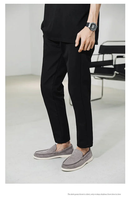 2025 Men's Classic Loafers | Fashionable Suede Flats with Round Toe Design | Comfortable Lazy Slip-on Shoes