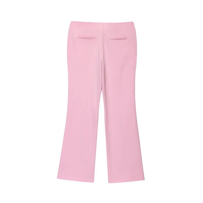 Chic Pink 2-Piece Casual Set - Flared Hem Vest & Wide Leg Pants