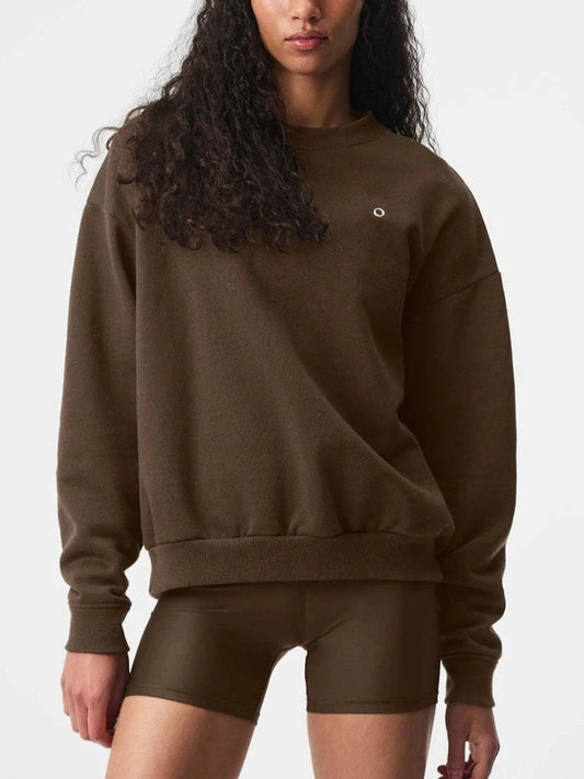 Classic Letter Print Sweatshirt - Oversized O-Neck Pullover in Black & Red