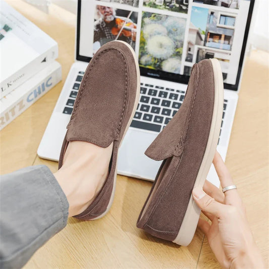 2025 Men's Classic Loafers | Fashionable Suede Flats with Round Toe Design | Comfortable Lazy Slip-on Shoes