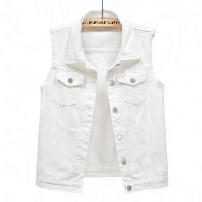 Denim Vest for Women Jacket Spring Streetwear Women Clothing Autumn Coats Fashion Clothes Casual Vintage Elegant Sleeveless