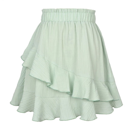 Women'S Skirt Fashion Women'S Ruffle Skirt High Waist Irregular Solid Color Short Skirt Women'S Fashionable Solid Color Skirt