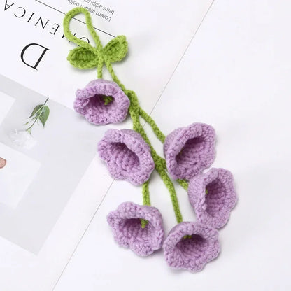 Car Interior Hanging Accessories Cute Car Accessories Bellflower Hand Knitted Car Pendant Rear View Mirror Accessories Hanging
