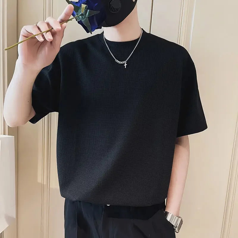 Top T Shirt for Men Orange O Neck Man Tee Shirts Plain Clothing Streetwear No Logo Cool Hot Loose Basic High Quality Aesthetic S