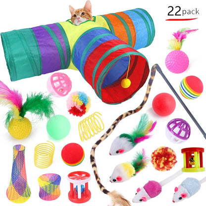 Cat Toys  Rainbow Tunnel Set  Foldable Cat Kitten Play Tunnel Chat  Mouse Supplies Simulation Fish Cat Accessories