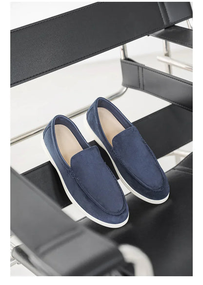 2025 Men's Classic Loafers | Fashionable Suede Flats with Round Toe Design | Comfortable Lazy Slip-on Shoes