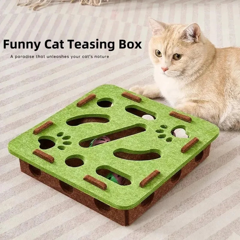 Cat Puzzle Toy Felt Puzzle Box Cat Exercise Toy with Ball Indoor Sports Entertainment Hunting Cat Toys for Indoor Cats