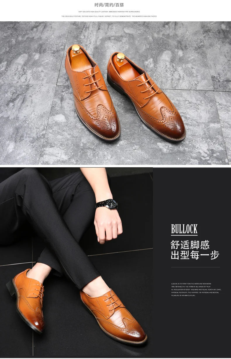 2023 Men Dress Shoes Comfortable Wear-resistant Formal Shoes Leather Luxury Fashion Groom Wedding Shoes Men Oxford Shoes Dress