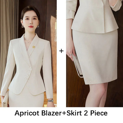Classic Business Blazer & Skirt Set - Professional 2-Piece Suit for Office Wear