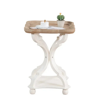 Farmhouse end Table, Cocktail Table Set, Modern Circle Hand-Crafted Natural Wood Finsh Small Side and End Table Sets，Natural