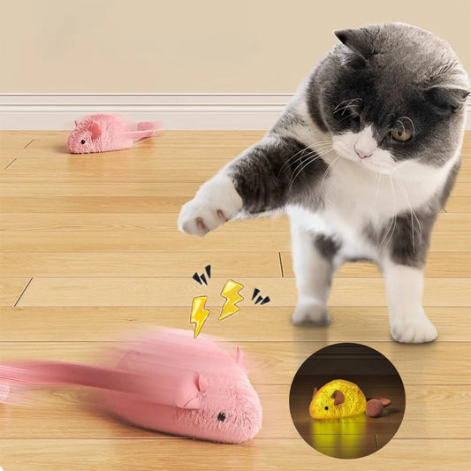 Interactive Plush Mouse Cat Toys Simulation Mice Kitten Self-Playing Plush Toys Indoor Pet Cats Chew Toy